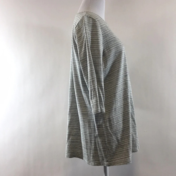 Pure J Jill Gray‎ Heather Striped Tunic Shirt Womens Medium Petite Half Sleeve - Picture 2 of 10